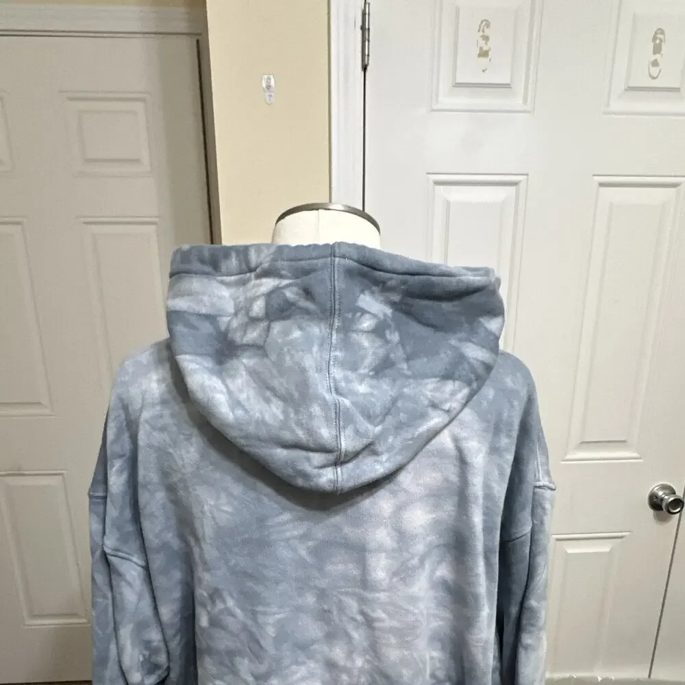 Mountain Men's L Blue/Gray Fleece Pullover Hoodie Tie-Dye Eagle Graphic Pocket - Picture 7 of 10